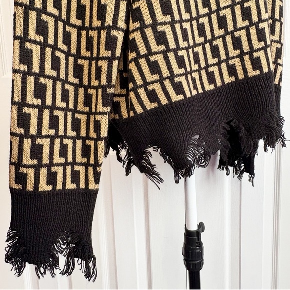 NWT Trendy Threads Tan & Black Distressed Grunge Knit Sweater 3X - Picture 11 of 16